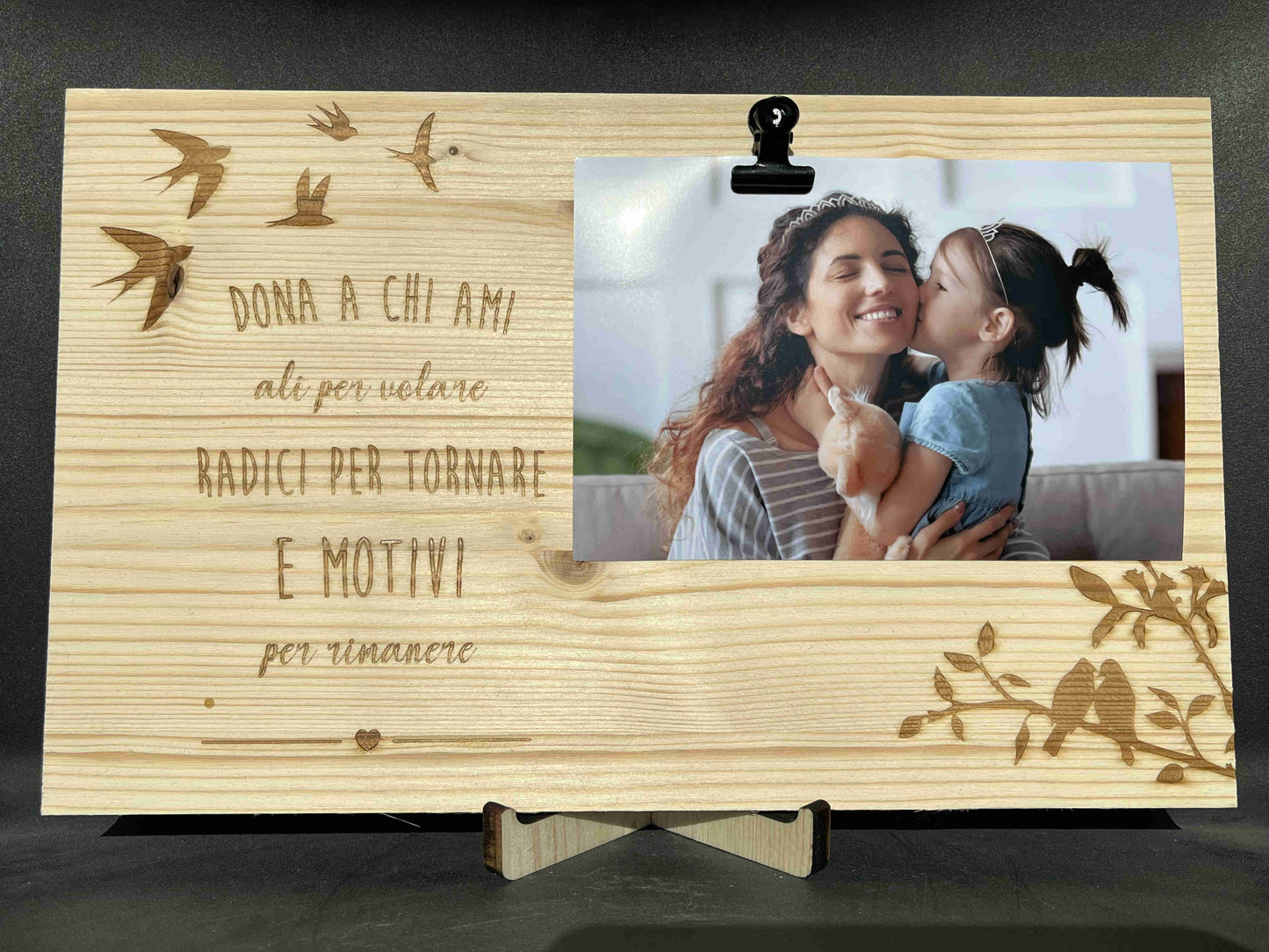 Portafoto in legno con frase dedica per amico/a