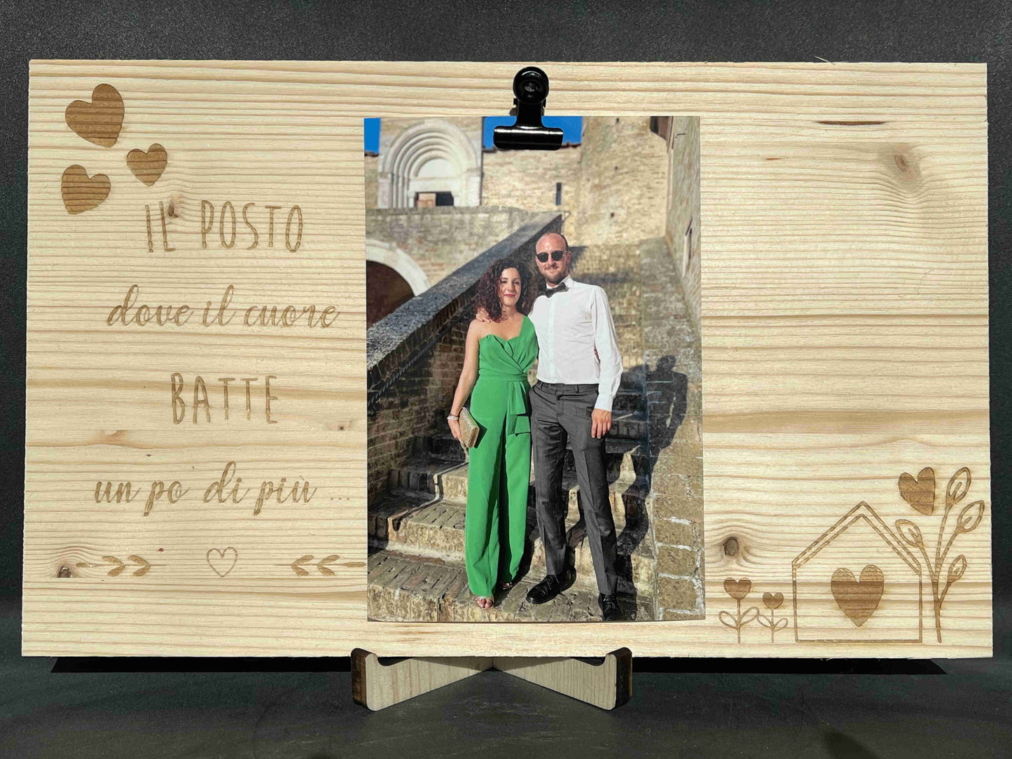 Portafoto in legno con dedica amorosa