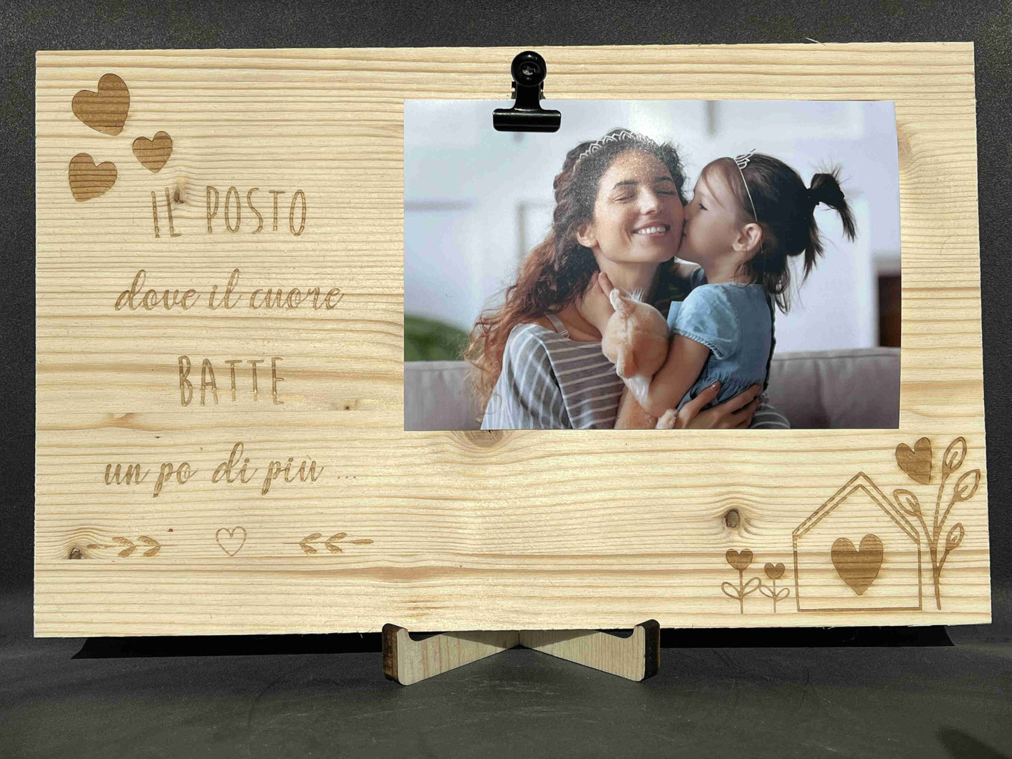 Portafoto in legno con dedica amorosa