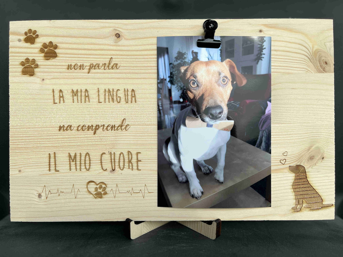 Portafoto in legno con dedica per amanti dei cani