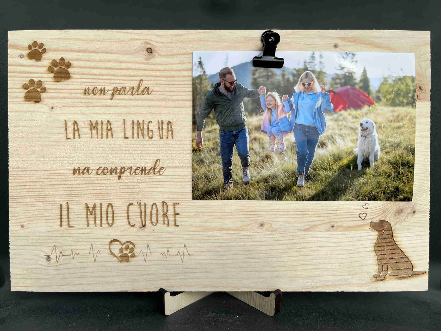 Portafoto in legno con dedica per amanti dei cani