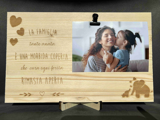 Portafoto in legno con dedica per la famiglia