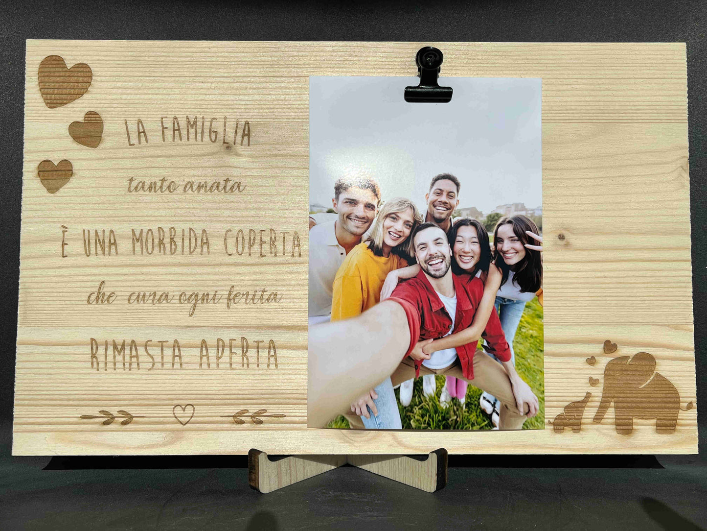 Portafoto in legno con dedica per la famiglia