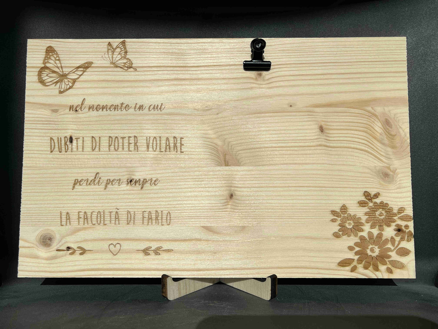 Portafoto in legno con frase dedica sulla fiducia