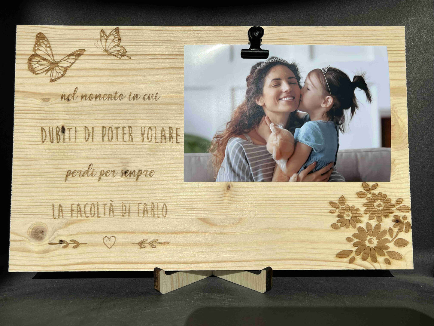 Portafoto in legno con frase dedica sulla fiducia