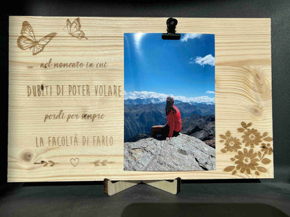 Portafoto in legno con frase dedica sulla fiducia