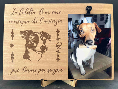 Portafoto in legno con dedica Jack Russell