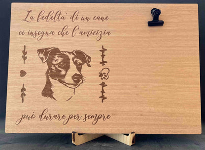 Portafoto in legno con dedica Jack Russell