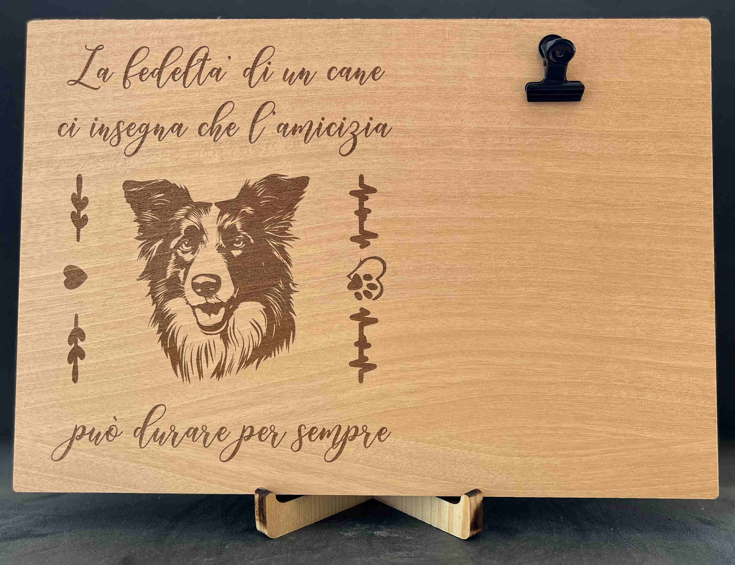 Portafoto in legno con dedica Border Collie