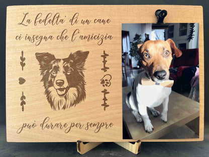 Portafoto in legno con dedica Border Collie