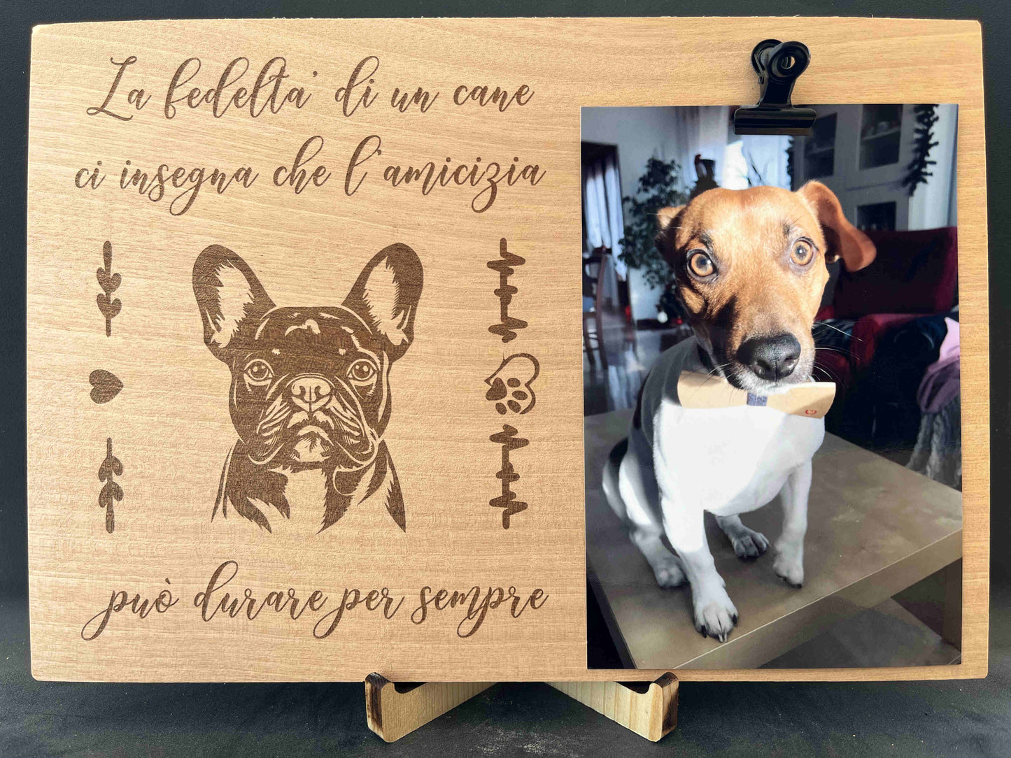 Portafoto in legno con dedica Bull Dog Francese