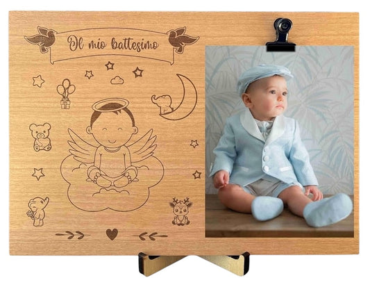 Portafoto in legno battesimo bambino